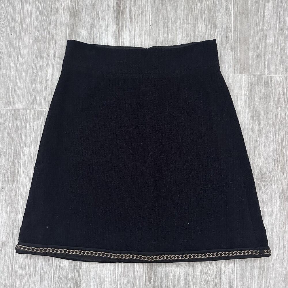 Kate Spade Classy Feminine Skirt The Rules Black Chain A Line Skirt Tweed Size 4 - Picture 3 of 14